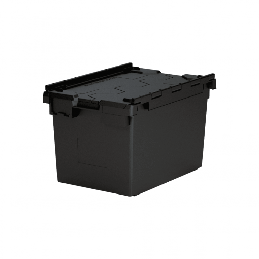 LC2 (L2C) Lidded Crate Black 65L ALC - Attached Lid Container